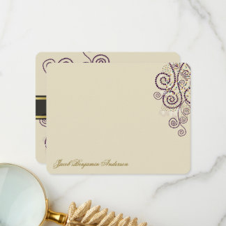 Tarjeta De Agradecimiento Boho Purple Dots & Spiral Elegante Bar/Bat Mitzvah