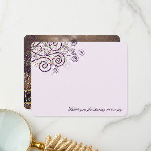 Tarjeta De Agradecimiento Boho Purple Dots Spiral Elegante Boda de fotos