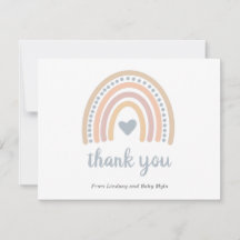 Boho Rainbow Blue Heart Cute Boy Baby Shower