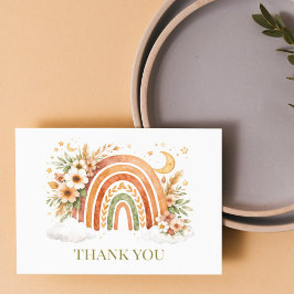 Tarjeta De Agradecimiento Boho Rainbow Neutral Baby Shower 