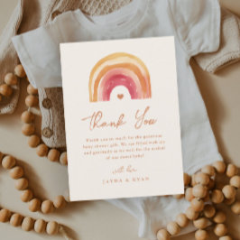 Tarjeta De Agradecimiento Boho Rainbow Terracotta Baby Shower