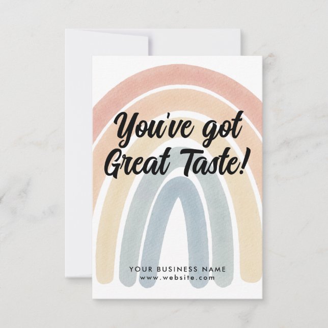 Tarjeta De Agradecimiento Boho Rainbow Tienes un gran negocio de degustación (Anverso)