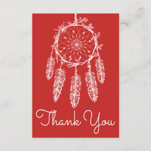 Tarjeta De Agradecimiento Boho Red Gracias Dream Catcher Native American