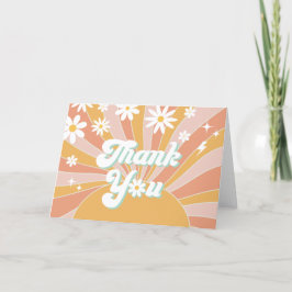 Tarjeta De Agradecimiento Boho Retro Daisy Sunshine Floral
