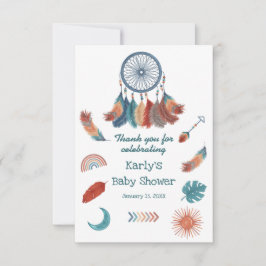 Tarjeta De Agradecimiento Boho Retro Dreamcatcher Baby Shower