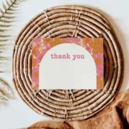 Tarjeta De Agradecimiento Boho Retro Groovy Floral