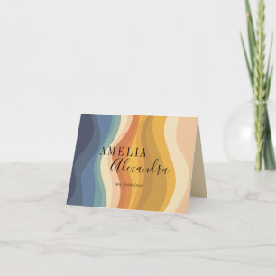 Tarjeta De Agradecimiento Boho Retro Script Líneas Onduladas Abstractas Amar