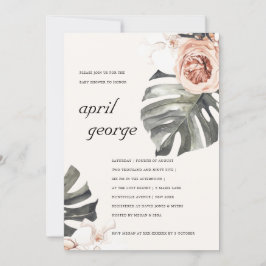 TARJETA DE AGRADECIMIENTO BOHO RUBOR RUST FLORA MONSTRERA BABY SHOWER INVITE