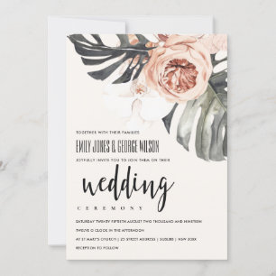 TARJETA DE AGRADECIMIENTO BOHO RUST FLORAL MONSTRERA LEAF WEDDING INVITE