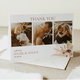 Tarjeta De Agradecimiento Boho Rust Terracotta Pampas Foto Boda