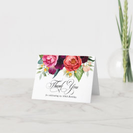 Tarjeta De Agradecimiento Boho Rustic Floral 100 cumpleaños gracias