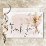 Tarjeta De Agradecimiento Boho Rustic Pampas y Boda de Bouquet de Grass Seco<br><div class="desc">Únete a nosotros para celebrar un amor que florece como un ramo de boho atemporal. Nuestra tarjeta de agradecimiento boda cuenta con una encantadora acuarela de pampas secas y hierbas rústicas en suaves tonalidades de bronceado, beige y marrón suave, elegantemente atadas con un polvoriento arco rosado. El diseño, que se...</div>