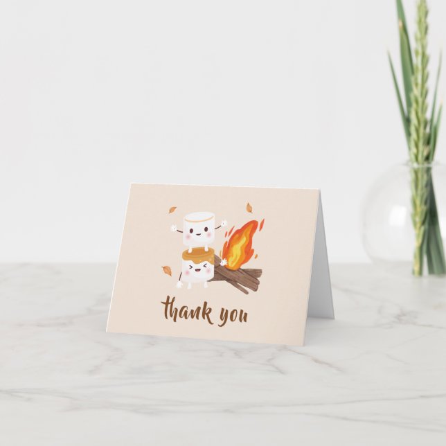 Tarjeta De Agradecimiento Boho Rustic S'more Love Campfire Baby Shower (Anverso)