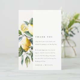 Tarjeta De Agradecimiento Boho Rustic Watercolor Yellow Lemon Garden Wedding