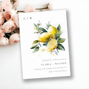 Tarjeta De Agradecimiento Boho Rustic Watercolor Yellow Lemon Garden Wedding