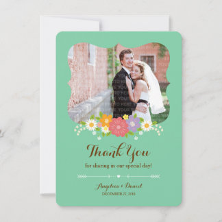 Tarjeta De Agradecimiento Boho Rústico Boda De Vocación Floral (Mint)