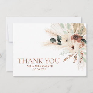 Tarjeta De Agradecimiento Boho Rústico Boda Floral Gracias Card MAEVE