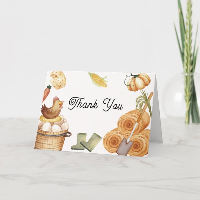 Tarjeta De Agradecimiento Boho rústico de Baby Shower de pollo cultivado loc (Anverso)