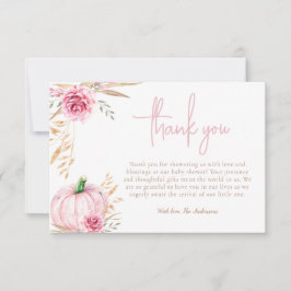 Tarjeta De Agradecimiento Boho rustico otoñal Pumpkin bebé Ducha