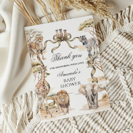 Tarjeta De Agradecimiento Boho Safari Animals Gender Neutral Baby Shower