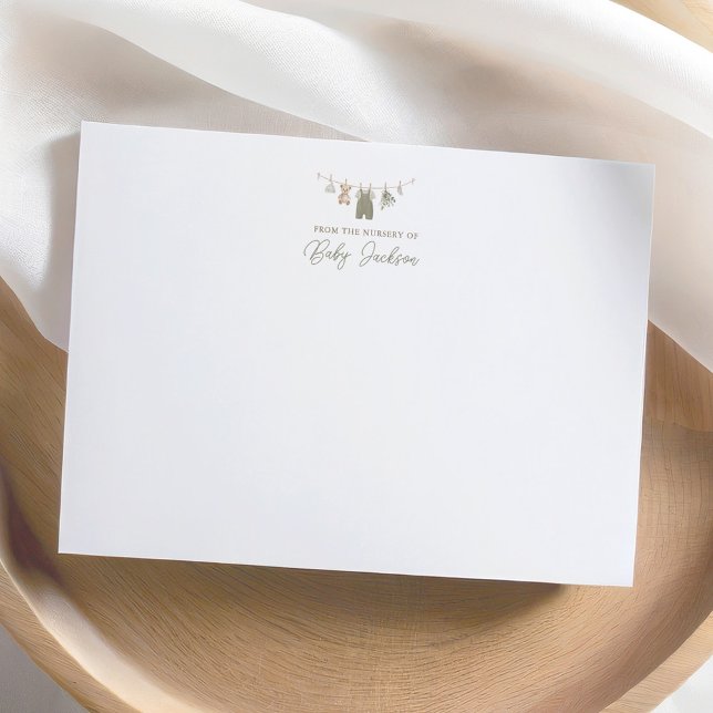 Tarjeta De Agradecimiento Boho Sage Green Boy Clothes Baby Shower (Subido por el creador)