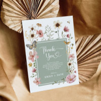 Boho Sage Green Pink Wildflower Garden Baby Shower