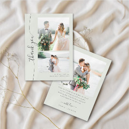 Tarjeta De Agradecimiento Boho Sage Script Boda de múltiples fotografías
