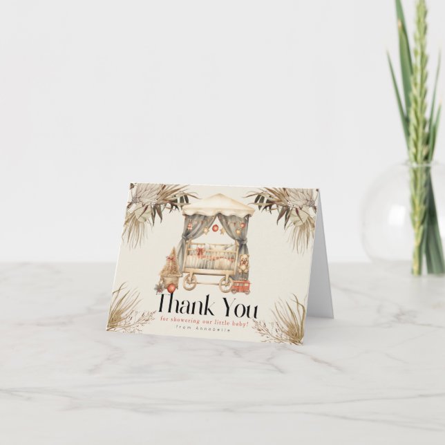 Tarjeta De Agradecimiento Boho Santa Baby Navidades Crítica de Navidad Baby  (Anverso)