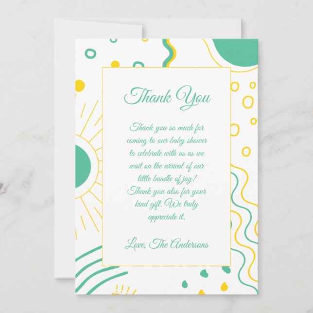 Tarjeta De Agradecimiento Boho Shape Baby Shower (Anverso)