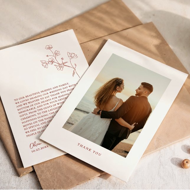 Tarjeta De Agradecimiento Boho Sienna Terracotta Boda Floral (Subido por el creador)