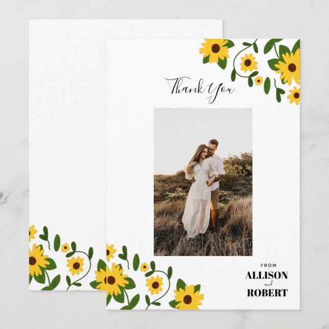 Tarjeta de agradecimiento Boho Sunflower Patch (Anverso / Reverso)