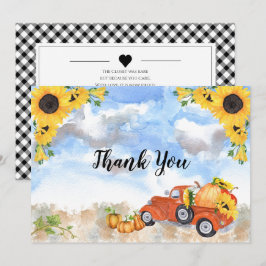 Tarjeta De Agradecimiento Boho Sunflowers | Baby Shower Chica de calabazas
