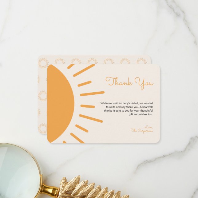 Tarjeta De Agradecimiento Boho Sunshine Baby Shower (Anverso/Reverso In Situ)