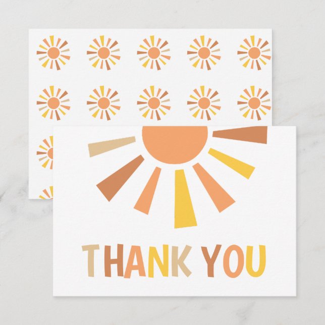 Tarjeta De Agradecimiento Boho Sunshine Baby Shower (Anverso / Reverso)