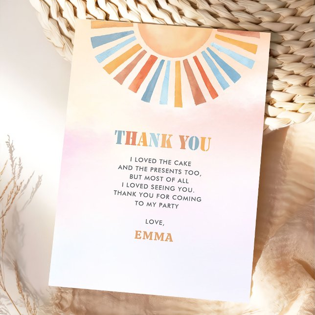 Tarjeta De Agradecimiento Boho Sunshine Sol Terra Cotta Cumpleaños (Subido por el creador)