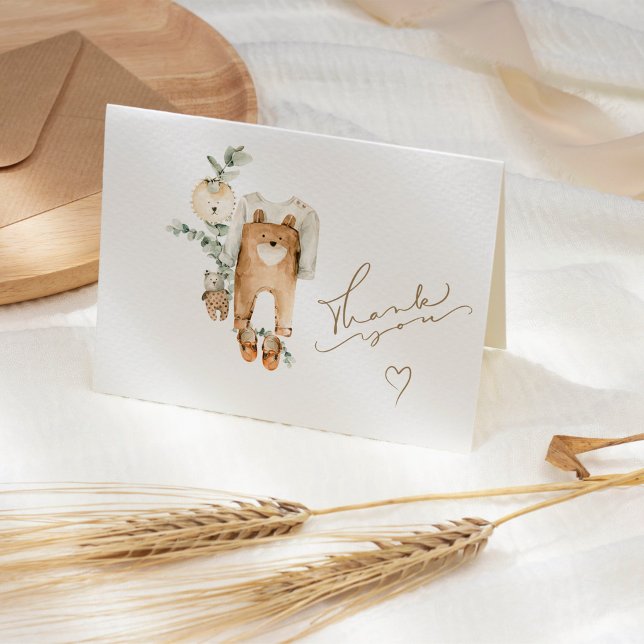 Tarjeta De Agradecimiento Boho Teddy Bear Baby Shower (Subido por el creador)