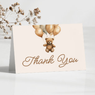 Tarjeta De Agradecimiento Boho Teddy Bear Beary First Birday Party