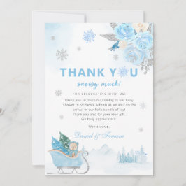 Tarjeta De Agradecimiento Boho Teddy Bear Snowflake Winter Baby Shower