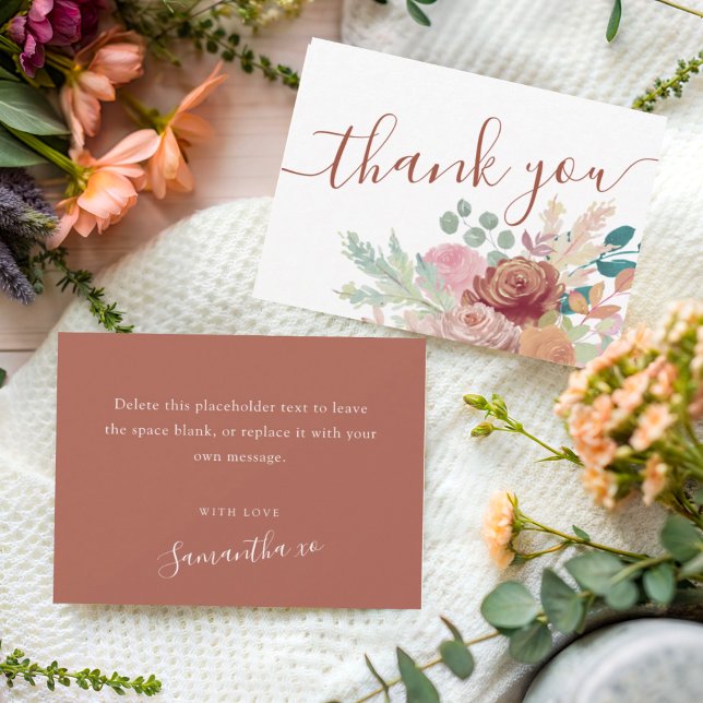 Tarjeta De Agradecimiento Boho Terracotta & Blush Thank You Bridal Shower  (Subido por el creador)