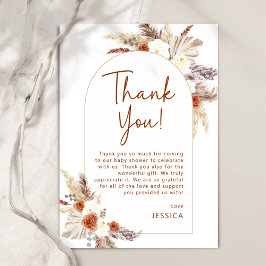 Tarjeta De Agradecimiento Boho Terracotta Pampas Gras Baby Shower