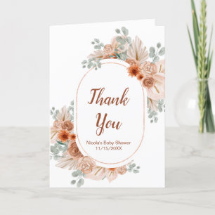Tarjeta De Agradecimiento Boho Terracotta Pampas Grass Baby Shower