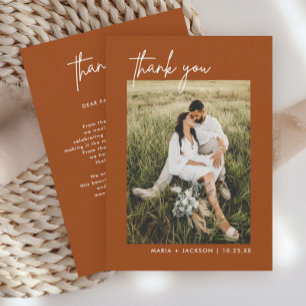 Tarjeta De Agradecimiento Boho Terracotta Photo Boda Gracias Cartas