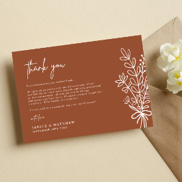 Tarjeta De Agradecimiento Boho Terracotta quemó Naranja Boda Rústico