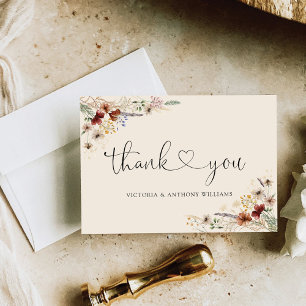 Tarjeta De Agradecimiento Boho Tiny Wildflower Bridal Shower Flat