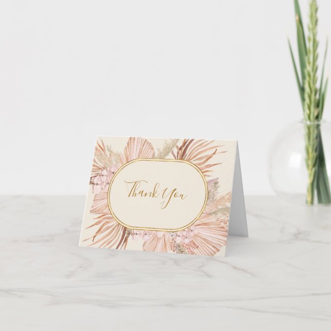 Tarjeta De Agradecimiento Boho Tropical Botanical | Marfil Y Verde (Anverso)