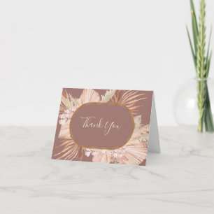 Tarjeta De Agradecimiento Boho Tropical Botanical   Rosa polvoriento