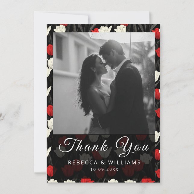 Tarjeta De Agradecimiento Boho Tulip Floral Wedding Thank You Cards (Anverso)