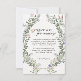 Tarjeta De Agradecimiento Boho verde suave género Neutral Floral Baby Shower