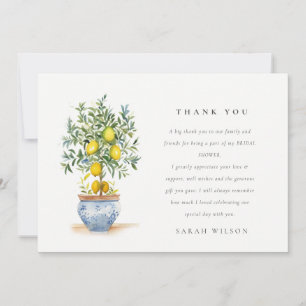Tarjeta De Agradecimiento Boho Watercolor Árbol de limón amarillo Ducha de n