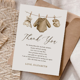Tarjeta De Agradecimiento Boho Watercolor Baby Clothes Boy Baby Shower